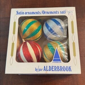 Alderbrook Satin Sheen Shimmer Red Gold Silver Blue String Ornaments Vintage